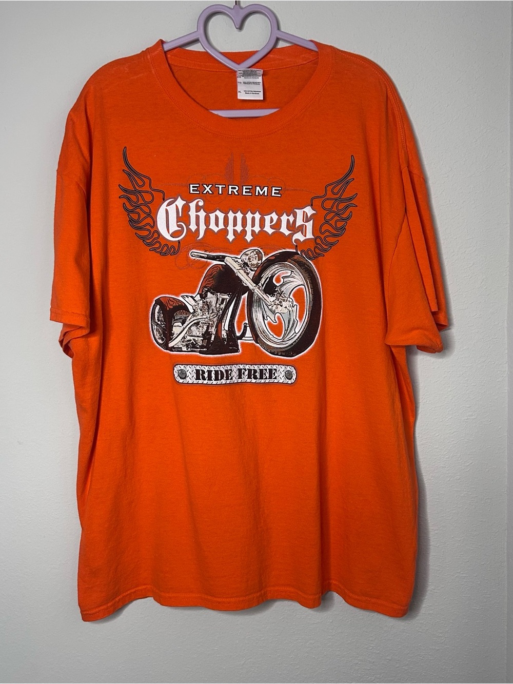 Extreme Choppers Motorcycle Shirt XL Orange Bike
